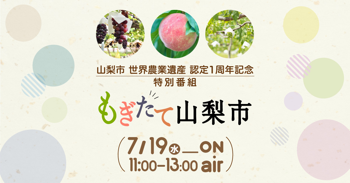 山梨市 世界農業遺産 認定1周年記念 特別番組『もぎたて山梨市』